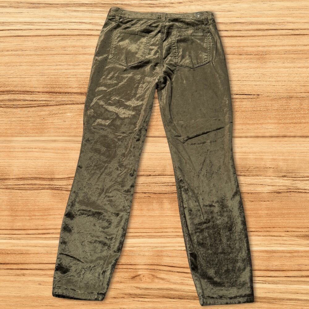 7 For All Mankind High Waist Velvet Ankle Skinny Button Fly Jeans Olive Green 28 - Picture 3 of 11